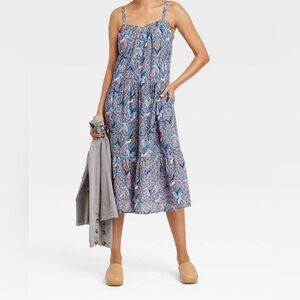 Knox Rose Blue and Pink Floral Midi Dress